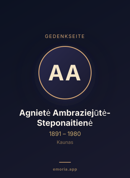 Gedenkportrait von Agnietė Ambraziejūtė-Steponaitienė