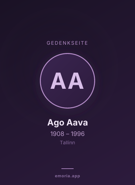 Gedenkportrait von Ago Aava