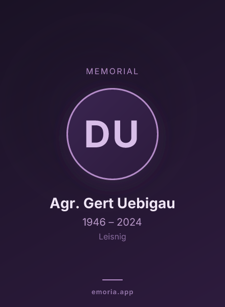 Memorial portrait of Dr. Agr. Gert Uebigau