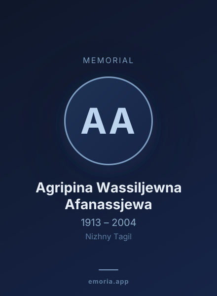 Memorial portrait of Agripina Wassiljewna Afanassjewa