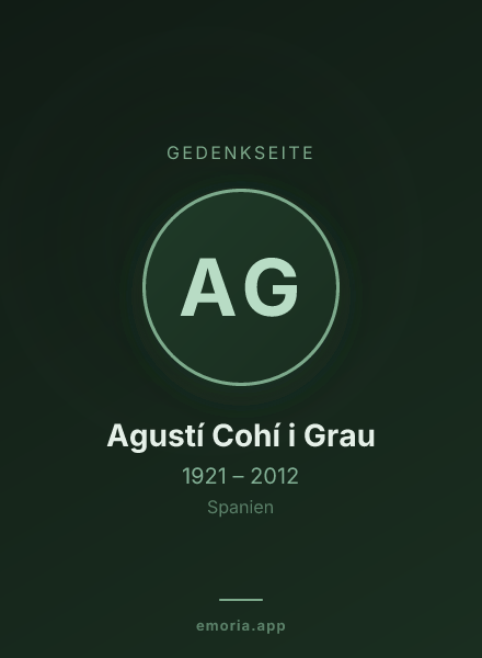 Gedenkportrait von Agustí Cohí i Grau