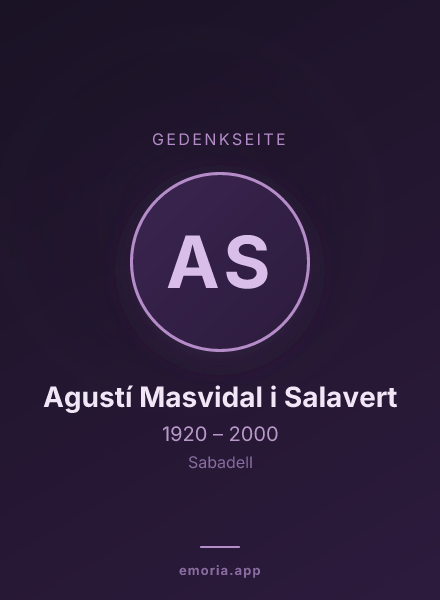 Gedenkportrait von Agustí Masvidal i Salavert