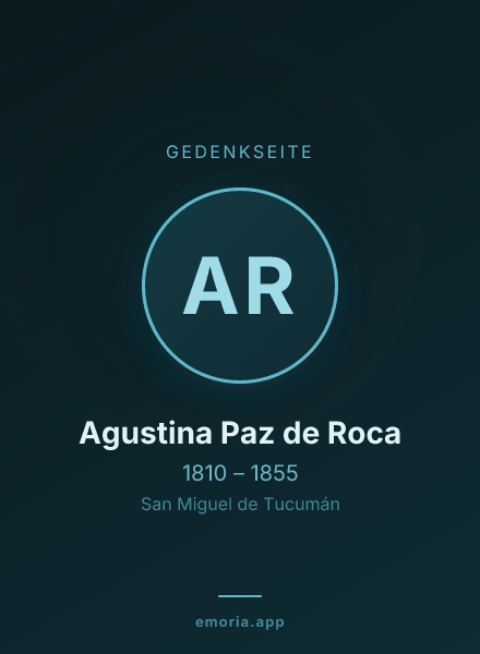 Gedenkportrait von Agustina Paz de Roca