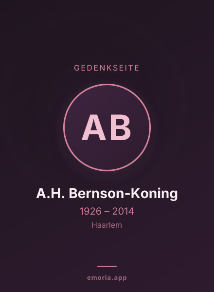 Gedenkportrait von A.H. Bernson-Koning