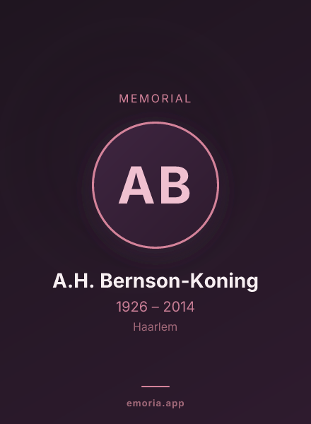 Memorial portrait of A.H. Bernson-Koning