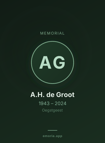 Memorial portrait of A.H. de Groot