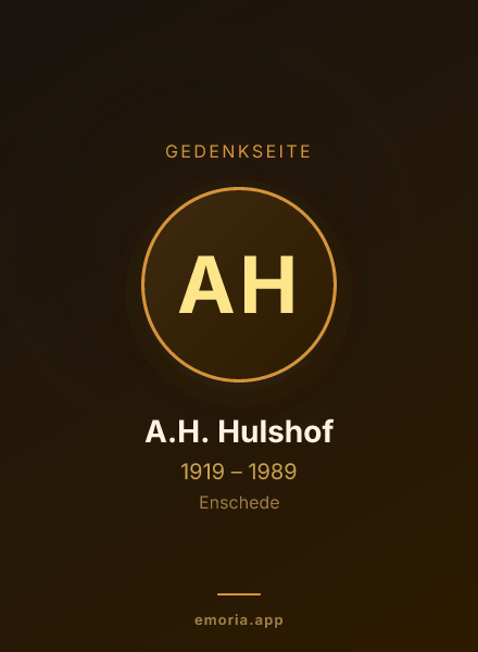 Gedenkportrait von A.H. Hulshof
