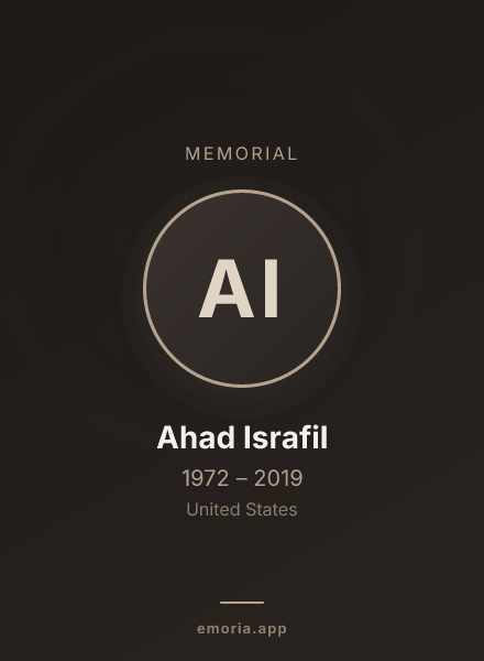 Memorial portrait of Ahad Israfil