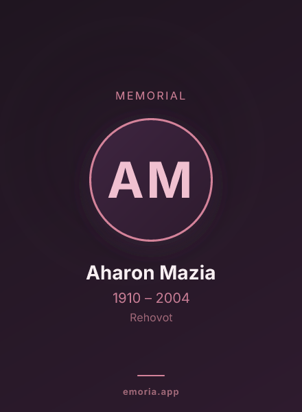 Memorial portrait of Aharon Mazia