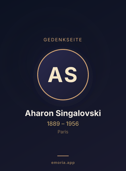 Gedenkportrait von Aharon Singalovski