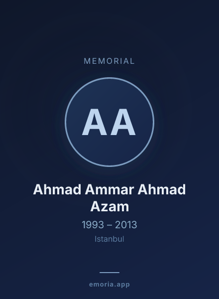 Memorial portrait of Ahmad Ammar Ahmad Azam