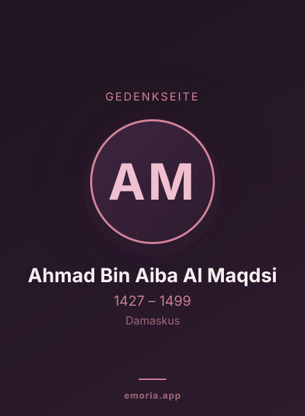 Gedenkportrait von Ahmad Bin Aiba Al Maqdsi