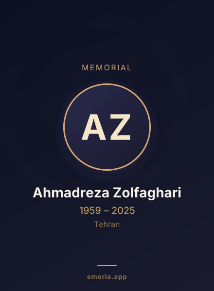 Memorial portrait of Ahmadreza Zolfaghari