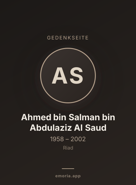 Gedenkportrait von Ahmed bin Salman bin Abdulaziz Al Saud