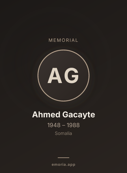 Memorial portrait of Ahmed Gacayte