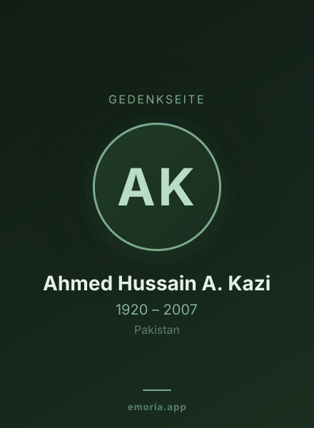 Gedenkportrait von Ahmed Hussain A. Kazi