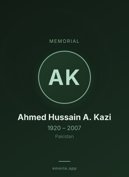 Memorial portrait of Ahmed Hussain A. Kazi
