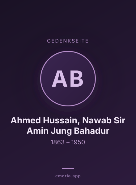 Gedenkportrait von Ahmed Hussain, Nawab Sir Amin Jung Bahadur