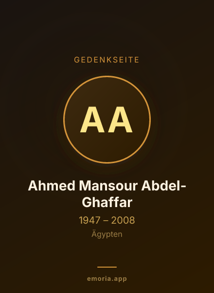 Gedenkportrait von Ahmed Mansour Abdel-Ghaffar