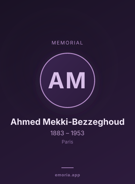 Memorial portrait of Ahmed Mekki-Bezzeghoud