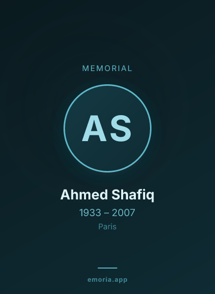 Memorial portrait of Ahmed Shafiq
