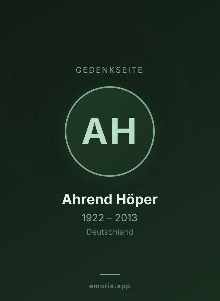 Gedenkportrait von Ahrend Höper