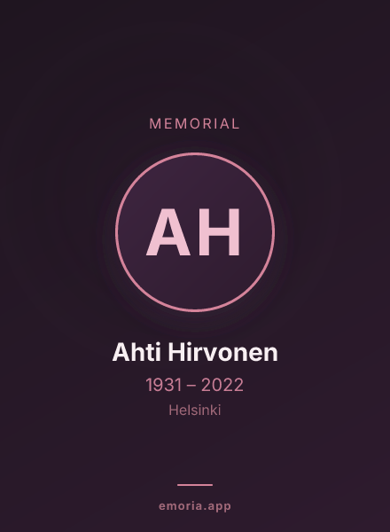 Memorial portrait of Ahti Hirvonen