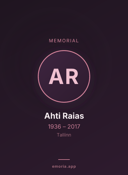 Memorial portrait of Ahti Raias