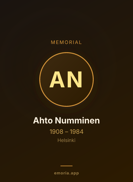 Memorial portrait of Ahto Numminen