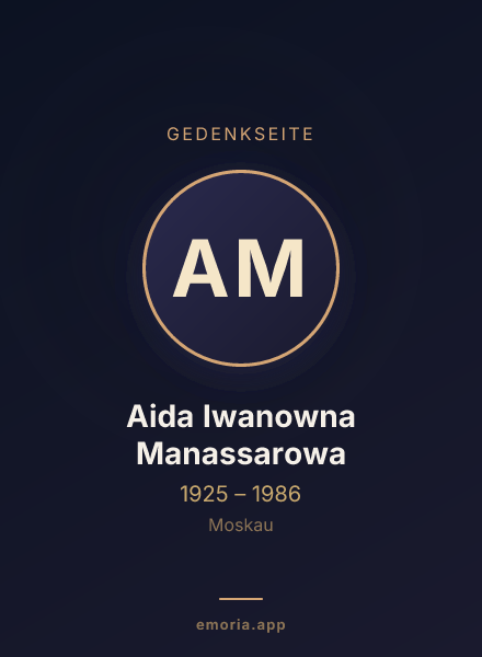 Gedenkportrait von Aida Iwanowna Manassarowa
