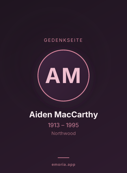 Gedenkportrait von Aiden MacCarthy