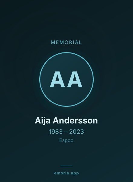 Memorial portrait of Aija Andersson