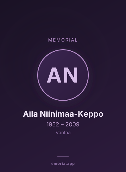 Memorial portrait of Aila Niinimaa-Keppo