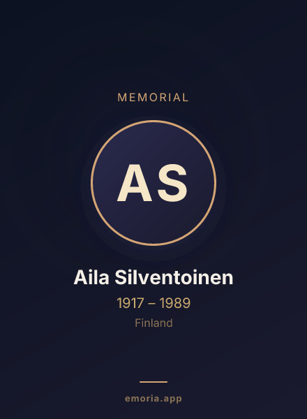 Memorial portrait of Aila Silventoinen
