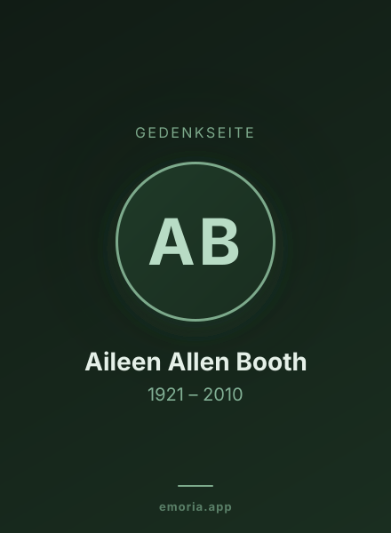 Gedenkportrait von Aileen Allen Booth