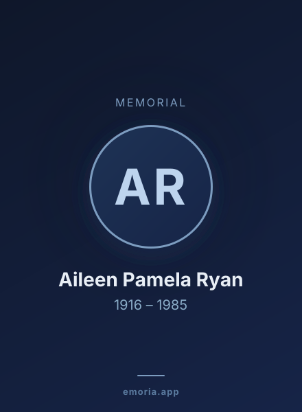 Memorial portrait of Aileen Pamela Ryan