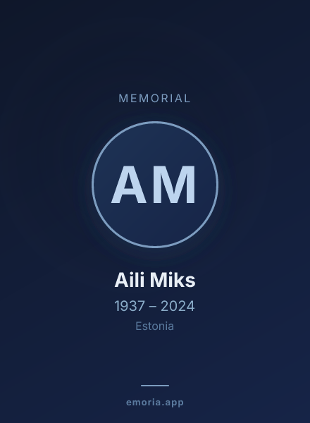 Memorial portrait of Aili Miks