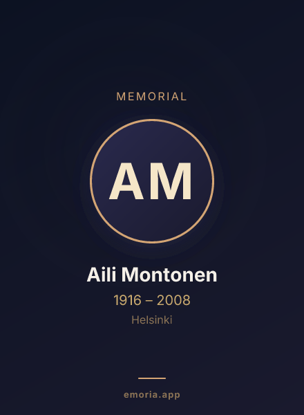 Memorial portrait of Aili Montonen