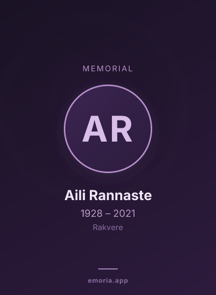 Memorial portrait of Aili Rannaste