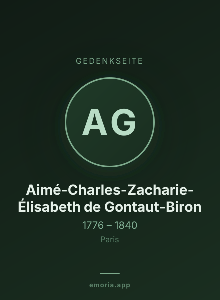 Gedenkportrait von Aimé-Charles-Zacharie-Élisabeth de Gontaut-Biron