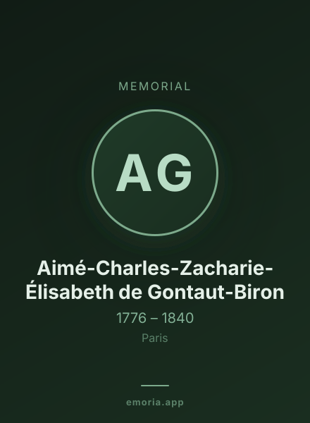 Memorial portrait of Aimé-Charles-Zacharie-Élisabeth de Gontaut-Biron