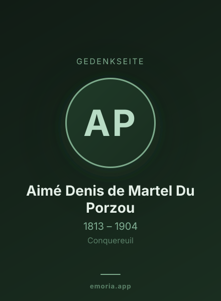 Gedenkportrait von Aimé Denis de Martel Du Porzou