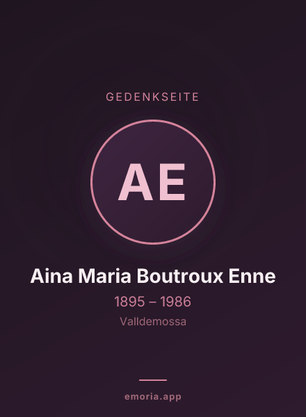 Gedenkportrait von Aina Maria Boutroux Enne