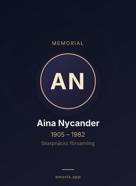 Memorial portrait of Aina Nycander
