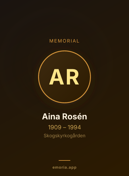 Memorial portrait of Aina Rosén