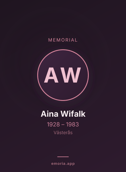 Memorial portrait of Aina Wifalk