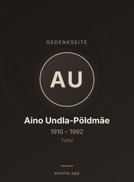 Gedenkportrait von Aino Undla-Pöldmäe