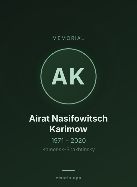 Memorial portrait of Airat Nasifowitsch Karimow