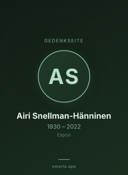 Gedenkportrait von Airi Snellman-Hänninen
