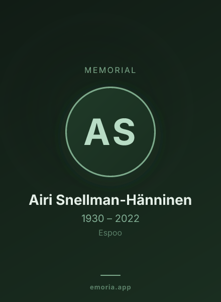 Memorial portrait of Airi Snellman-Hänninen